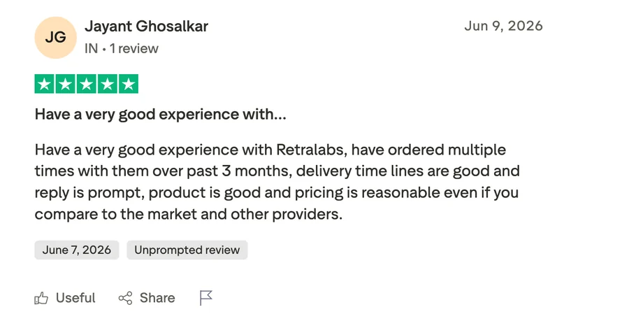 Customer review on Trustpilot